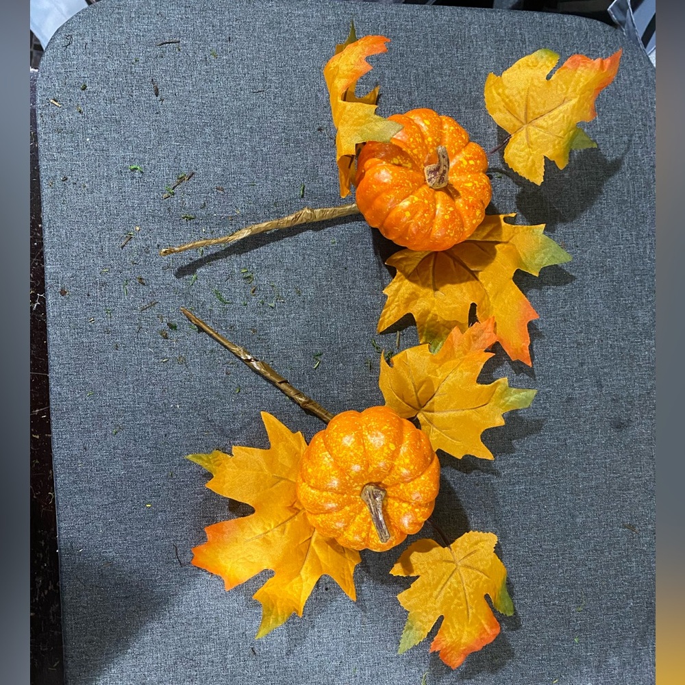 Autumn Pumpkin and Leaf Decor - Orange